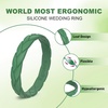 image:imageEgnaro Womens Silicone Stackable Rings 35mm Wide 2mm Thick Flexible Rubber Wedding Bands Leaf Braided Design Breathable Grooves For Gym WorkoutB8Black  Fir Green  Blue Iris  Opal Green  White