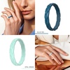 image:imageEgnaro Womens Silicone Stackable Rings 35mm Wide 2mm Thick Flexible Rubber Wedding Bands Leaf Braided Design Breathable Grooves For Gym WorkoutB8Black  Fir Green  Blue Iris  Opal Green  White