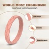 image:imageEgnaro Womens Silicone Stackable Rings 35mm Wide 2mm Thick Flexible Rubber Wedding Bands Leaf Braided Design Breathable Grooves For Gym WorkoutB9Pale Cyan  Nude  Sand Pink  Coral Red  White