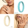 image:imageEgnaro Womens Silicone Stackable Rings 35mm Wide 2mm Thick Flexible Rubber Wedding Bands Leaf Braided Design Breathable Grooves For Gym WorkoutB9Pale Cyan  Nude  Sand Pink  Coral Red  White
