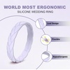 image:imageEgnaro Womens Silicone Stackable Rings 35mm Wide 2mm Thick Flexible Rubber Wedding Bands Leaf Braided Design Breathable Grooves For Gym WorkoutR1Gray Purple  Arctic Ice  Blue  Beige