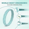 image:imageEgnaro Womens Silicone Stackable Rings 35mm Wide 2mm Thick Flexible Rubber Wedding Bands Leaf Braided Design Breathable Grooves For Gym WorkoutR2Light Green  Arctic Ice  Beige  Sand Pink