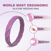 image:imageEgnaro Womens Silicone Stackable Rings 35mm Wide 2mm Thick Flexible Rubber Wedding Bands Leaf Braided Design Breathable Grooves For Gym WorkoutR4Black  Orchid Haze  White  Light Pink  Light Purple