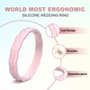 image:imageEgnaro Womens Silicone Stackable Rings 35mm Wide 2mm Thick Flexible Rubber Wedding Bands Leaf Braided Design Breathable Grooves For Gym WorkoutR5Pink Camo  Lilac Purple  Sky Blue  Pearl White