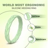 image:imageEgnaro Womens Silicone Stackable Rings 35mm Wide 2mm Thick Flexible Rubber Wedding Bands Leaf Braided Design Breathable Grooves For Gym WorkoutR7Orchid Haze  Frost Gray  Mist Green  Khaki Brown  Grape Purple  Black  Silver  White