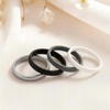 image:imageEgnaro Womens Silicone Wedding Ring 25mm Wide 18mm Thick Rubber Band SetSETD2Metallic Silver  Black Sparkle  Light Gray  White