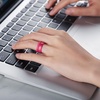 image:imageEgnaro Womens Stackable Silicone Rings 2555mm Wide 182mm Thick BandsSETB3Marble  Metallic Blue  Light Rose Gold  Metallic Pink