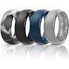 image:imageEgnaro Mens Silicone Wedding Rings 1467 Multipack Rubber Wedding Bands with Inner Arc Ergonomic Breathable Design for GymOutdoorGiftSETC5Black Light Gray Twilight Blue Black GrayBlack Camo