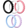 image:imageEgnaro Womens Braided Silicone Wedding Ring Stylish Stackable Rubber BandE31Faint Red  Lilac Purple  Sky Blue  Black  White
