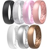 image:imageEgnaro Womens Bridal Rings Sets 6mm Wide 2mm Thick Silicone Wedding Rubber Band with Half Size Inner Arc Ergonomic Breathable DesignSETD1Black Marble Light Red Camo Rose Gold White Metallic Silver Bronze