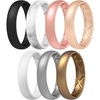 image:imageEgnaro Womens Silicone Engagement Ring 55mm Wide Comfort Fit Shimmer SetB8Glitter Rose Gold  Peach  Silver  Bronze Matte Black  Marble  White