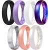 image:imageEgnaro Womens Silicone Engagement Ring 55mm Wide Comfort Fit Shimmer SetC2Glitter Galaxy  Rose Gold Matte Marble  White  White Pink  Ultra Violet  Black