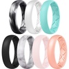 image:imageEgnaro Womens Silicone Engagement Rings 55mm Wide 2mm ThickSETQBlack Marble Whitepink Rose Gold Black Glamour Pearl Mint Green