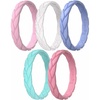 image:imageEgnaro Womens Silicone Stackable Rings 35mm Wide 2mm Thick Flexible Rubber Wedding Bands Leaf Braided Design Breathable Grooves For Gym WorkoutB5Faint Red  Petal Pink  Light PurpleBlue  Light Pink Sparkle  Green Blue Sparkle