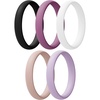 image:imageEgnaro Womens Silicone Wedding Ring 25mm Wide 18mm Thick Rubber Band SetA5Black  Orchid Haze  White  Light Pink  Light Purple