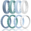 image:imageEgnaro Womens Stackable Silicone Rings 2555mm Wide 182mm Thick BandsA32Blue  Light Green  Light Blue  White