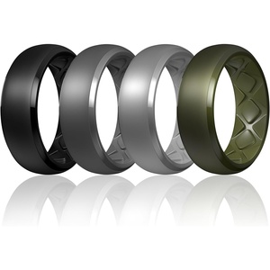 image:imageEgnaro Mens Silicone Wedding Rings 1467 Multipack Rubber Wedding Bands with Inner Arc Ergonomic Breathable Design for GymOutdoorGiftSETA1Black Black Gray Light Gray Olive Green