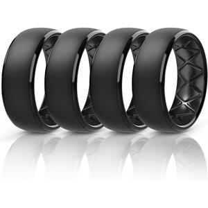 image:imageEgnaro Mens Silicone Wedding Rings 1467 Multipack Rubber Wedding Bands with Inner Arc Ergonomic Breathable Design for GymOutdoorGiftSETA3Black Black Black Black