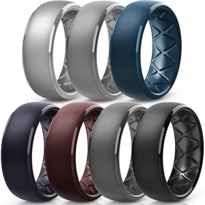 image:imageEgnaro Mens Silicone Wedding Rings 1467 Multipack Rubber Wedding Bands with Inner Arc Ergonomic Breathable Design for GymOutdoorGiftSETD2Silver Dark Gray Twilight Blue Black Purple Coffee Brown Black Gray Black