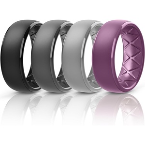 image:imageEgnaro Mens Silicone Wedding Rings 1467 Multipack Rubber Wedding Bands with Inner Arc Ergonomic Breathable Design for GymOutdoorGiftSETD6Black Black Gray Light Gray Orchid Haze