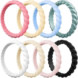 image:imageEgnaro Womens Braided Silicone Wedding Ring Stylish Stackable Rubber Band25Faint Red  Sunlight Yellow  Metallic Green  White  Nude  Whitepink  Black  Sky blue