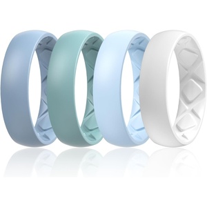image:imageEgnaro Womens Bridal Rings Sets 6mm Wide 2mm Thick Silicone Wedding Rubber Band with Half Size Inner Arc Ergonomic Breathable DesignSETA2Blue  Light Green  Light Blue  White