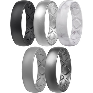 image:imageEgnaro Womens Bridal Rings Sets 6mm Wide 2mm Thick Silicone Wedding Rubber Band with Half Size Inner Arc Ergonomic Breathable DesignSETB1Black  Metallic Silver  Marble  Light Gray  Dark silver