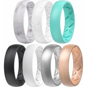 image:imageEgnaro Womens Bridal Rings Sets 6mm Wide 2mm Thick Silicone Wedding Rubber Band with Half Size Inner Arc Ergonomic Breathable DesignSETB8Marble  White Silver Glitter  Mint Green  White  Black  Metallic Silver  Light Rose Gold