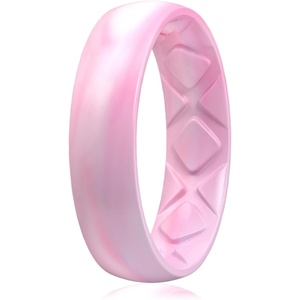 image:imageEgnaro Womens Bridal Rings Sets 6mm Wide 2mm Thick Silicone Wedding Rubber Band with Half Size Inner Arc Ergonomic Breathable DesignSETC1Pink Camo