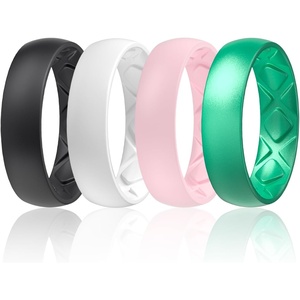 image:imageEgnaro Womens Bridal Rings Sets 6mm Wide 2mm Thick Silicone Wedding Rubber Band with Half Size Inner Arc Ergonomic Breathable DesignSETCBlack  White  Pink Sand  Metallic Turquoise