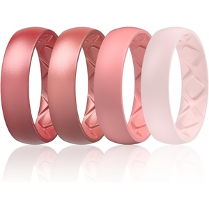 image:imageEgnaro Womens Bridal Rings Sets 6mm Wide 2mm Thick Silicone Wedding Rubber Band with Half Size Inner Arc Ergonomic Breathable DesignSETDMetallic Wine Red  Metallic Rose Red  Faint Red  Pink Sand
