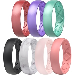 image:imageEgnaro Womens Bridal Rings Sets 6mm Wide 2mm Thick Silicone Wedding Rubber Band with Half Size Inner Arc Ergonomic Breathable DesignSETFMetallic Wine Red  Metallic Star Sky Purple  Metallic Pearl  Black  Marble  WhitePink  Faint Red