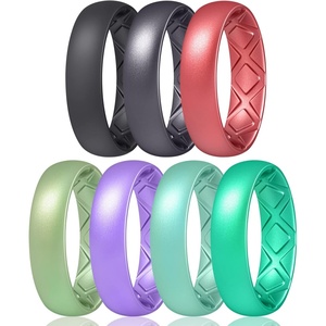 image:imageEgnaro Womens Bridal Rings Sets 6mm Wide 2mm Thick Silicone Wedding Rubber Band with Half Size Inner Arc Ergonomic Breathable DesignSETGBlack  Metallic Black  Metallic Wine Red  Metallic Green  Metallic Star Sky Purple  Metallic Pearl  Metallic Turquoise