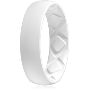 image:imageEgnaro Womens Bridal Rings Sets 6mm Wide 2mm Thick Silicone Wedding Rubber Band with Half Size Inner Arc Ergonomic Breathable DesignSETJWhite