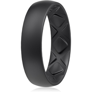 image:imageEgnaro Womens Bridal Rings Sets 6mm Wide 2mm Thick Silicone Wedding Rubber Band with Half Size Inner Arc Ergonomic Breathable DesignSETKBlack