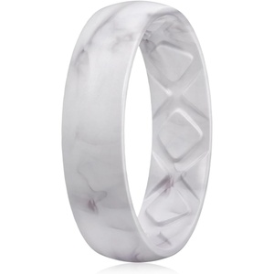 image:imageEgnaro Womens Bridal Rings Sets 6mm Wide 2mm Thick Silicone Wedding Rubber Band with Half Size Inner Arc Ergonomic Breathable DesignSETM3Marble