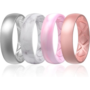 image:imageEgnaro Womens Bridal Rings Sets 6mm Wide 2mm Thick Silicone Wedding Rubber Band with Half Size Inner Arc Ergonomic Breathable DesignSetb4metallic Silver  Marble  Pink Camo  Light Rose Gold