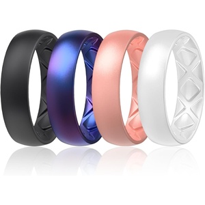 image:imageEgnaro Womens Bridal Rings Sets 6mm Wide 2mm Thick Silicone Wedding Rubber Band with Half Size Inner Arc Ergonomic Breathable DesignT2black  Galaxy  Light Rose Gold  Bright Pearl