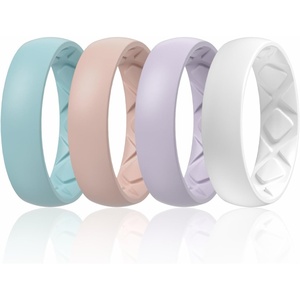 image:imageEgnaro Womens Bridal Rings Sets 6mm Wide 2mm Thick Silicone Wedding Rubber Band with Half Size Inner Arc Ergonomic Breathable DesignT5Light Green  Light Pink  Light Purple  White