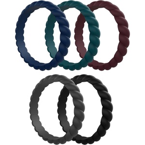 image:imageEgnaro Womens Silicone Anniversary Wedding Ring 25mm Wide 18mm ThickB1Dark Blue  Emerald Green  Black Gray  Black  Caramel