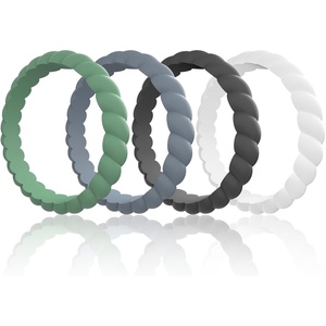 image:imageEgnaro Womens Silicone Anniversary Wedding Ring 25mm Wide 18mm ThickC2Meadow Green  Misty Blue  Black Gray  White