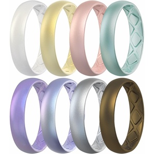 image:imageEgnaro Womens Silicone Engagement Ring 55mm Wide Comfort Fit Shimmer SetA2Glitter Pearl Glow  Champagne Gold  Rose Gold  Metallic Green  Starry Purple  Silver Purple  Silver  Bronze