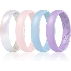 image:imageEgnaro Womens Silicone Engagement Ring 55mm Wide Comfort Fit Shimmer SetA4Glitter Pearl Glow Matte White Pink  Light Blue  Light Purple