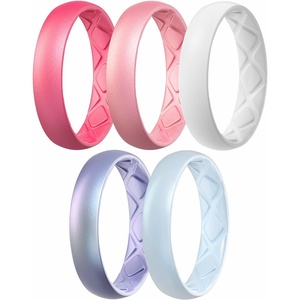 image:imageEgnaro Womens Silicone Engagement Ring 55mm Wide Comfort Fit Shimmer SetA8Glitter Coral Rose  Claret Red  Illusion Blue  Silver Purple Matte White