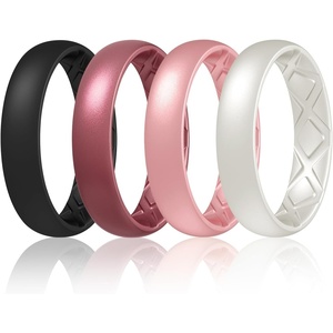 image:imageEgnaro Womens Silicone Engagement Ring 55mm Wide Comfort Fit Shimmer SetB4Glitter Sparkle Rose  Coral Rose  Peal Glow Matte Black