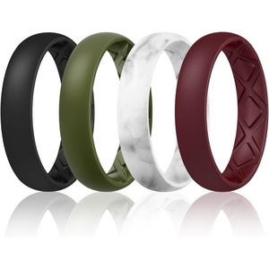 image:imageEgnaro Womens Silicone Engagement Ring 55mm Wide Comfort Fit Shimmer SetB5Matte Black  Olive Green  Marble  Maroon