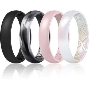 image:imageEgnaro Womens Silicone Engagement Ring 55mm Wide Comfort Fit Shimmer SetB6Glitter Pearl Glow Matte Black  Black Glamour  Sand Pink