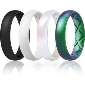 image:imageEgnaro Womens Silicone Engagement Ring 55mm Wide Comfort Fit Shimmer SetB7Glitter Pearl Glow  Aurora Green Matte Black  White