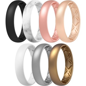 image:imageEgnaro Womens Silicone Engagement Ring 55mm Wide Comfort Fit Shimmer SetB8Glitter Rose Gold  Peach  Silver  Bronze Matte Black  Marble  White