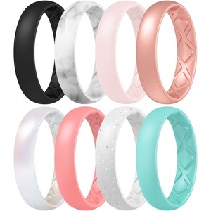image:imageEgnaro Womens Silicone Engagement Ring 55mm Wide Comfort Fit Shimmer SetC1Glitter Rose Gold  Pearl Glow  White Silver Glitter Matter Marble  White Pink  Faint Red  Luminous Green  Black